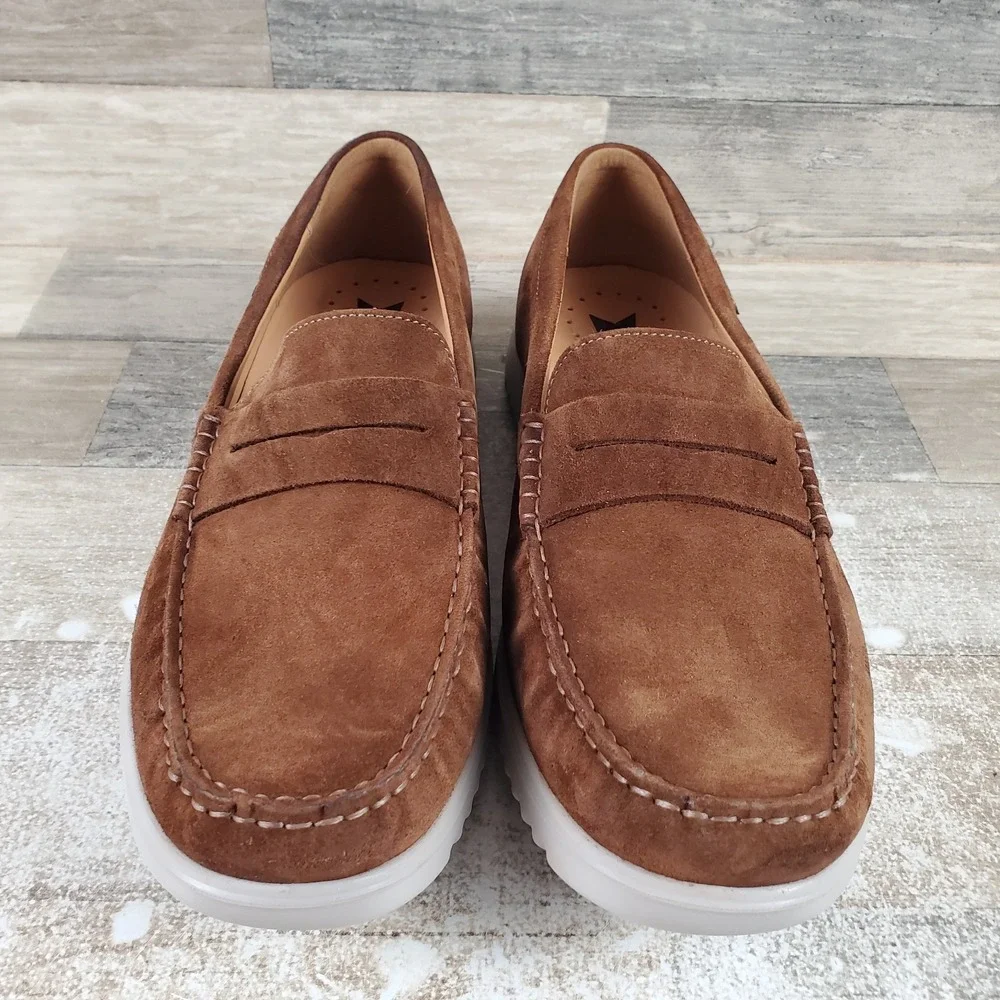 Mephisto Titouan Mens Penny Loafer Shoes Sz 10 Brown White Suede Leather Slip On